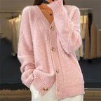 Lena Women's Cashmere Cardigan – Button Front Long Sleeve Soft Knit Sweater
