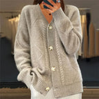 Lena Women's Cashmere Cardigan – Button Front Long Sleeve Soft Knit Sweater