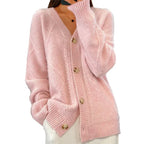Lena Women's Cashmere Cardigan – Button Front Long Sleeve Soft Knit Sweater