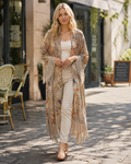 Valerie Women’s Boho Kimono – Sheer Chiffon Beach Cover-Up with Fringe