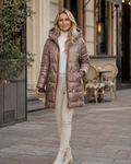 Charlie Women's Hooded Winter Coat – Cotton Blend Button Coat with Pockets