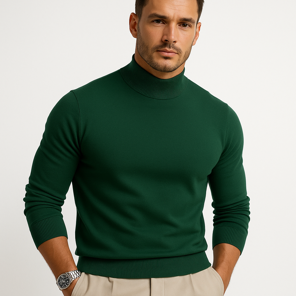 Leonardo Men's Turtleneck Sweater – Soft Knit Slim Fit Smart Casual Pullover