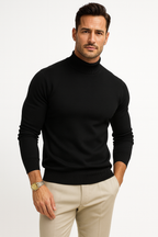Leonardo Men's Turtleneck Sweater – Soft Knit Slim Fit Smart Casual Pullover