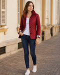 Clara Women's Quilted Jacket – Fitted Button-Up Lightweight Mid-Season Coat