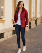 Clara Women's Quilted Jacket – Fitted Button-Up Lightweight Mid-Season Coat