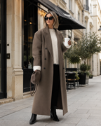 Claudia Women's Oversized Coat – Double-Breasted Structured Winter Overcoat