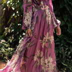 Natalia Women's Purple Maxi Dress – Lightweight Printed Summer Dress
