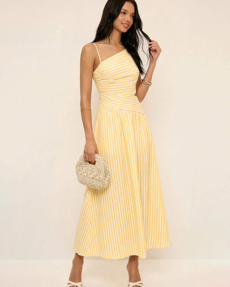 Lucia Women’s Maxi Dress – Sleeveless Asymmetrical Neck Dress with Hidden Zipper
