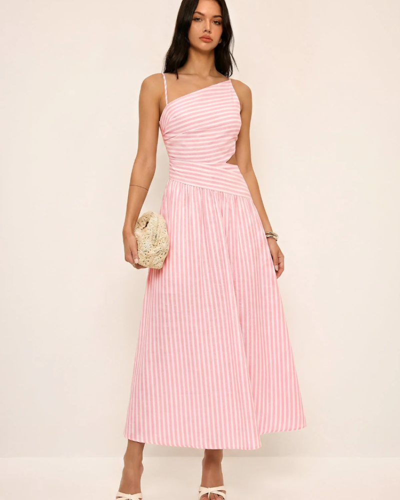 Lucia Women’s Maxi Dress – Sleeveless Asymmetrical Neck Dress with Hidden Zipper