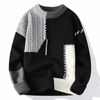 Dave Men's Patchwork Sweater – Warm Casual Winter Knit Pullover