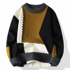 Dave Men's Patchwork Sweater – Warm Casual Winter Knit Pullover