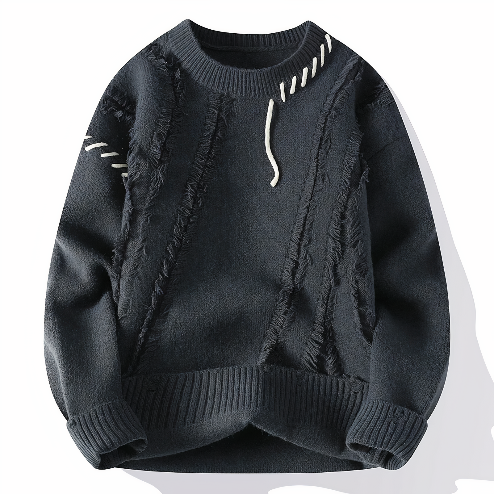 Dave Men's Patchwork Sweater – Warm Casual Winter Knit Pullover