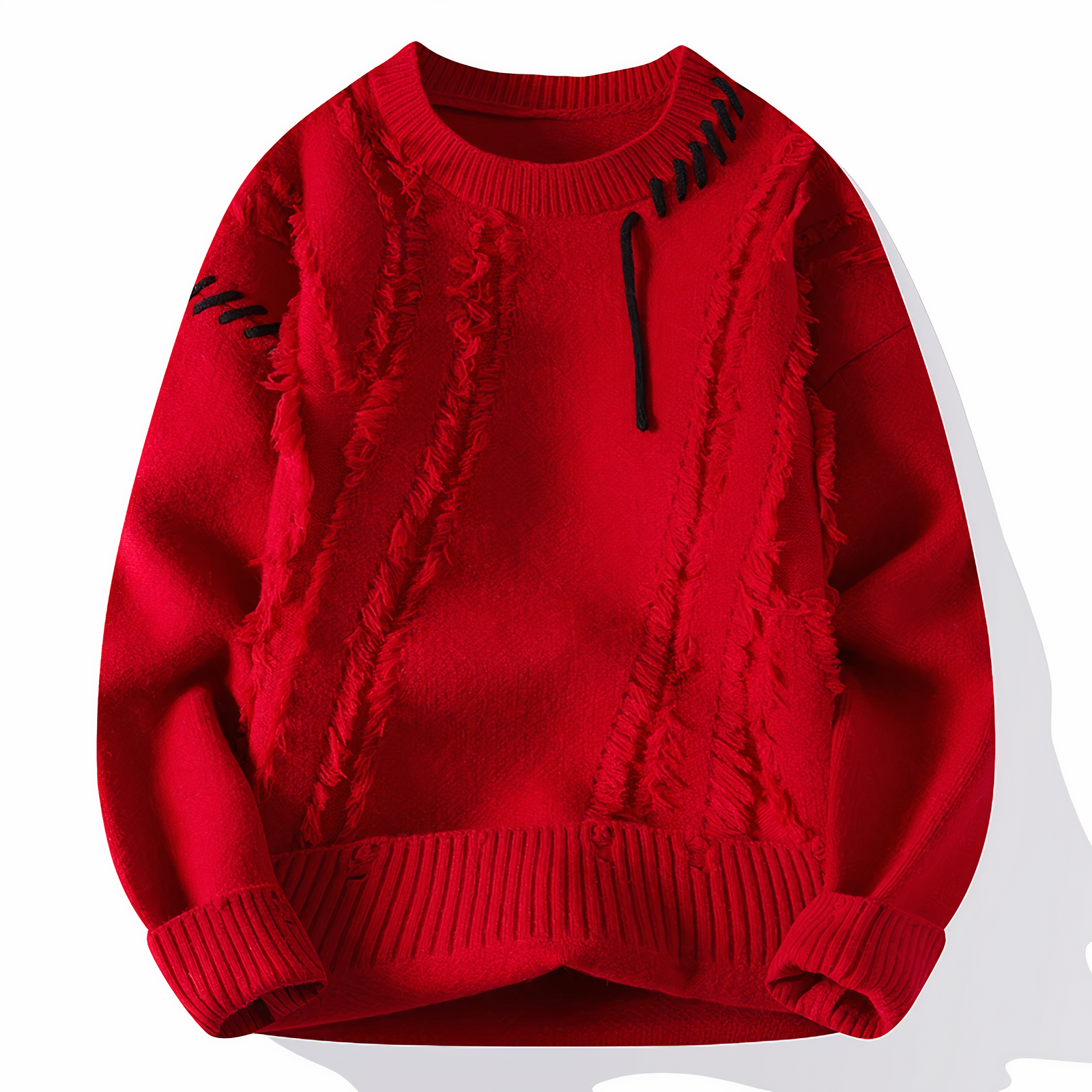 Dave Men's Patchwork Sweater – Warm Casual Winter Knit Pullover
