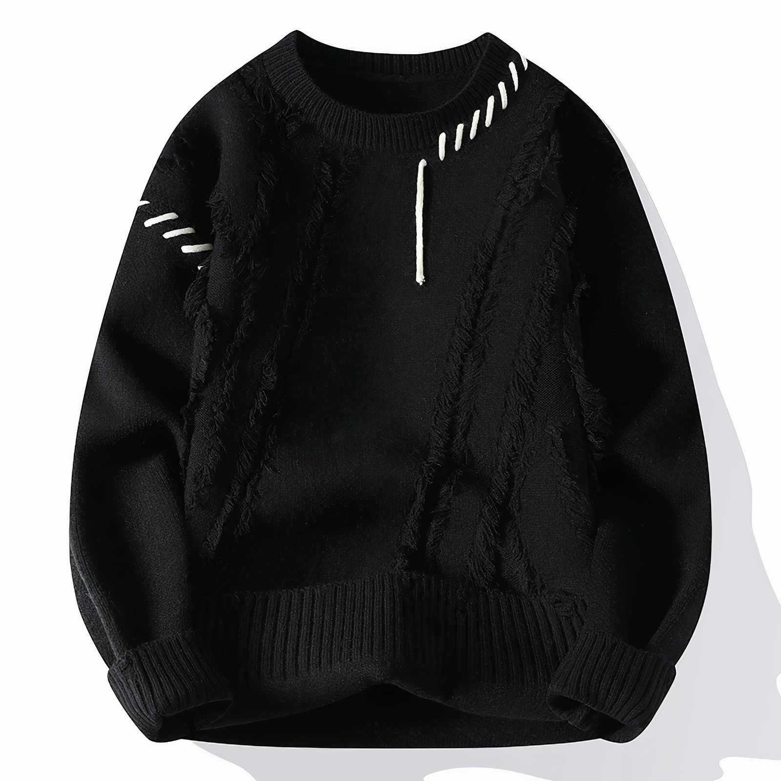 Dave Men's Patchwork Sweater – Warm Casual Winter Knit Pullover