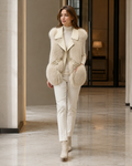 Dilara Women's Faux Fur Vest – Oversized Lapel Gilet with Adjustable Waist