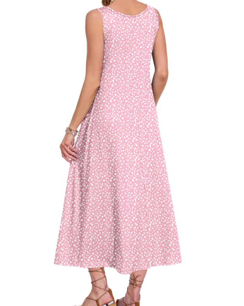 Naomi Women’s Sleeveless Maxi Dress – U-Neck A-Line Summer Dress with Pockets