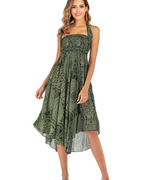 Sienna Women’s Boho Maxi Dress – 2-in-1 Halter A-Line Viscose Dress