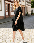 Daphne Women's T-Shirt Dress – Linen-Blend Tunic with Large Pockets