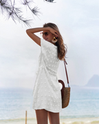 Sophie Women’s Beach Dress – V-Neck Swim Cover-Up with Drawstring Waist