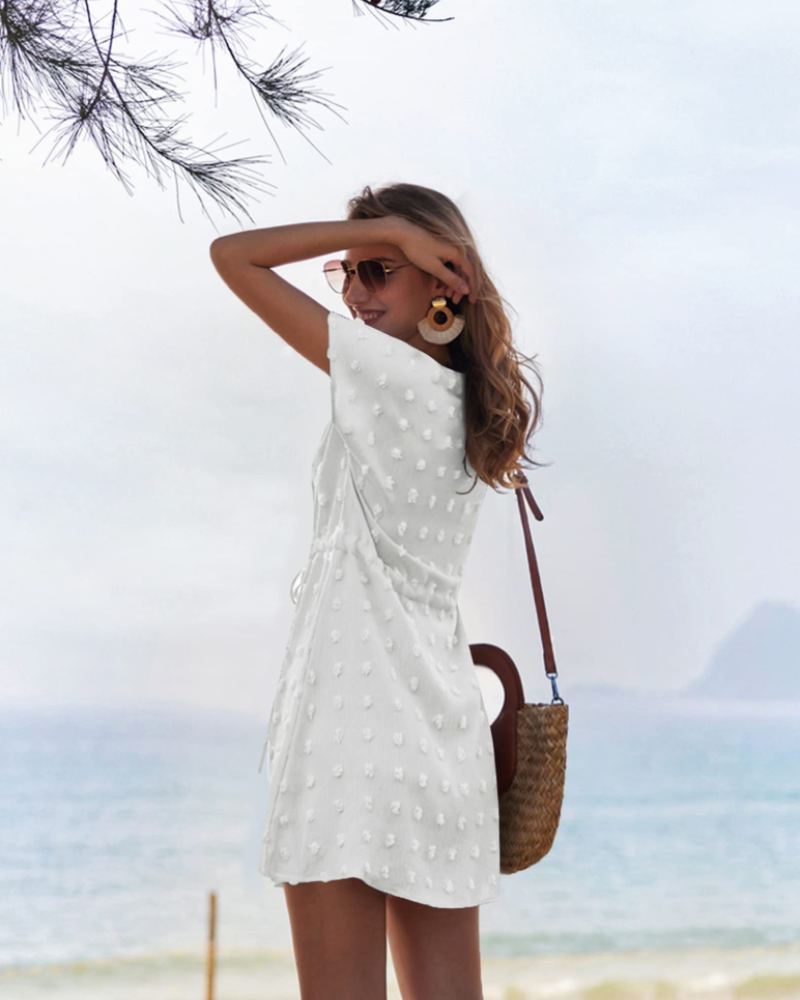 Sophie Women’s Beach Dress – V-Neck Swim Cover-Up with Drawstring Waist