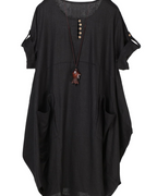 Daphne Women's T-Shirt Dress – Linen-Blend Tunic with Large Pockets