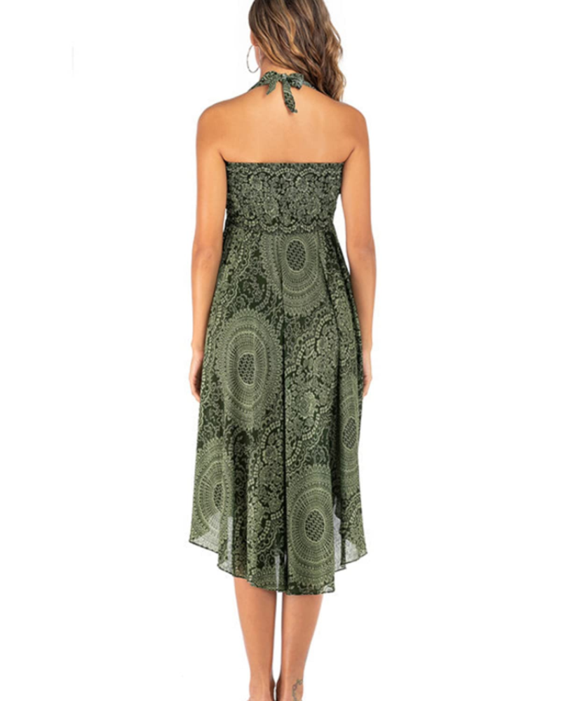 Sienna Women’s Boho Maxi Dress – 2-in-1 Halter A-Line Viscose Dress