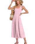 Naomi Women’s Sleeveless Maxi Dress – U-Neck A-Line Summer Dress with Pockets