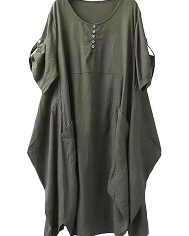 Daphne Women's T-Shirt Dress – Linen-Blend Tunic with Large Pockets