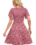 Ariana Women’s Wrap Dress – Ruffle Sleeve Knee-Length Summer Dress with Pockets