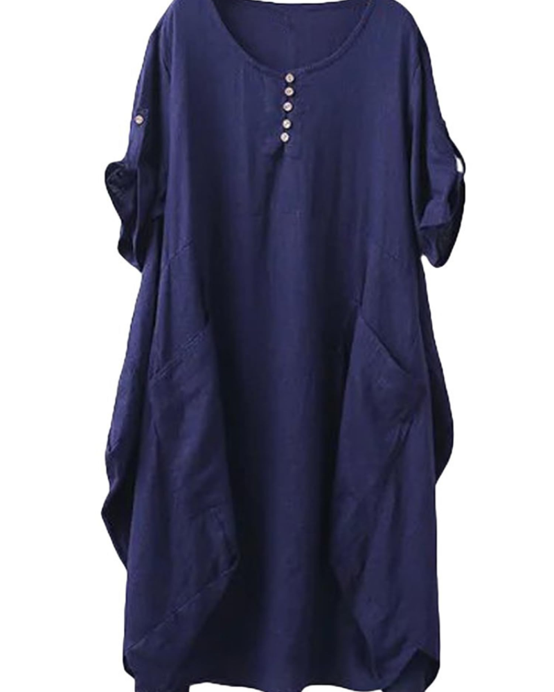 Daphne Women's T-Shirt Dress – Linen-Blend Tunic with Large Pockets