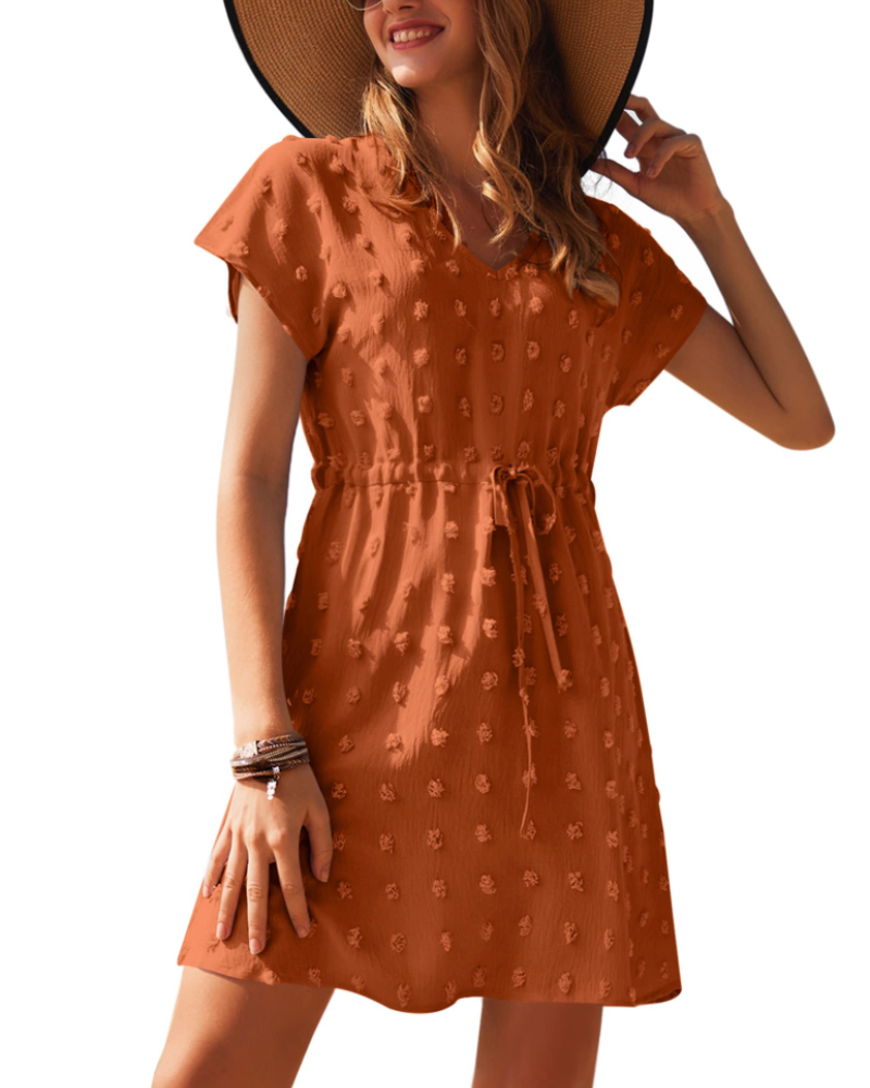 Sophie Women’s Beach Dress – V-Neck Swim Cover-Up with Drawstring Waist