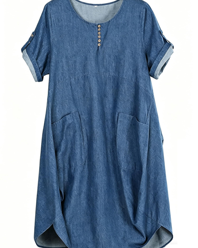 Daphne Women's T-Shirt Dress – Linen-Blend Tunic with Large Pockets