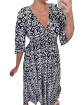 Valerie Women’s Floral Dress – V-Neck Puff Sleeve High Waist Split Summer Dress