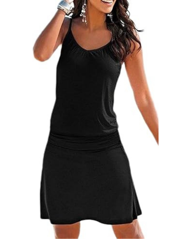 Bianca Women's Bohemian Beach Dress – Sleeveless Tunic Dress with Floral Wave Print