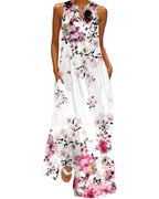Kiera Women's Butterfly Floral Maxi Dress – Sleeveless V-Neck A-Line Dress with Pockets