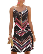 Bianca Women's Bohemian Beach Dress – Sleeveless Tunic Dress with Floral Wave Print