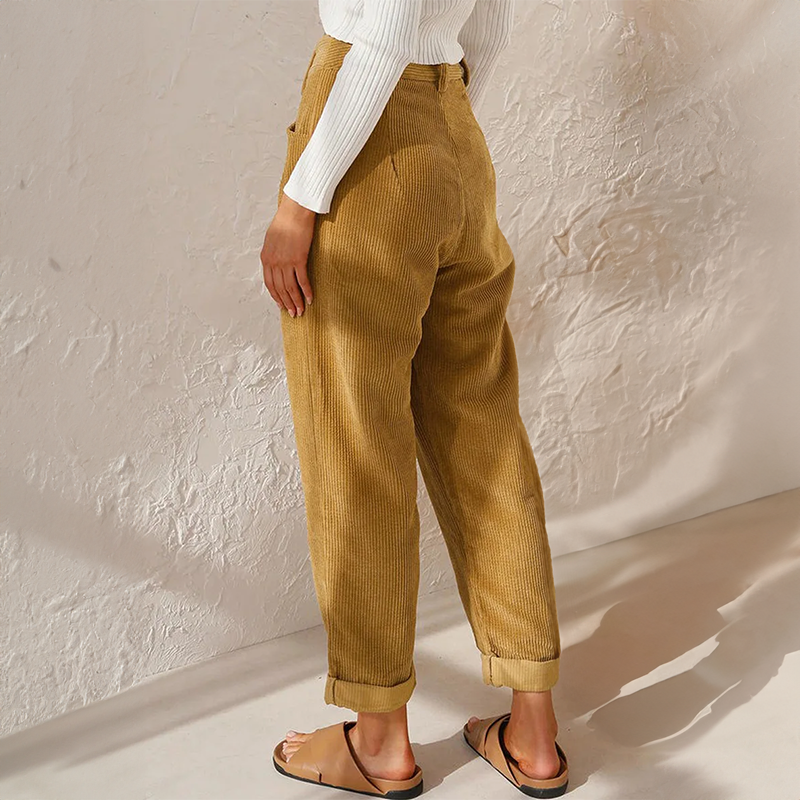 Lisette Women’s Corduroy Trousers – High Waist Wide Leg Casual Chic Comfort Pants
