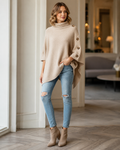 Elayne Women's Wool Poncho – Oversized Knit Turtleneck Winter Wrap