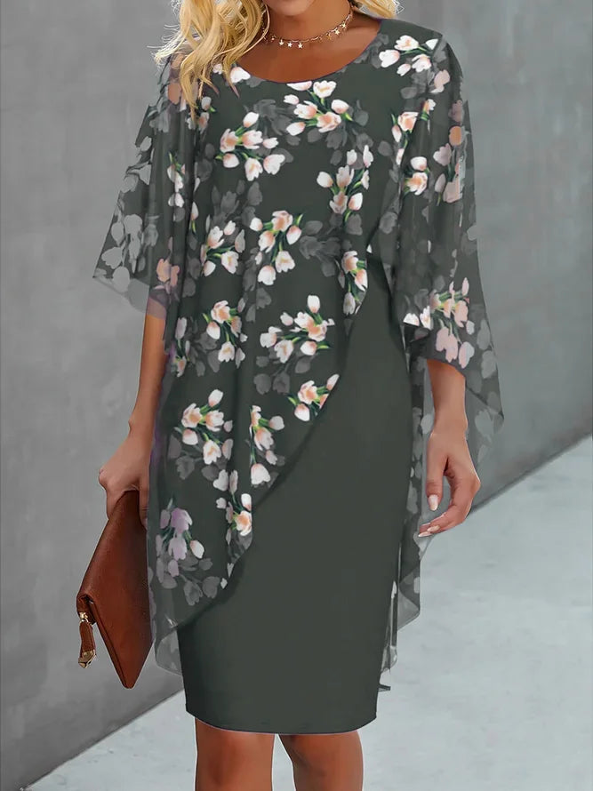 Lysiane Women's Floral Chiffon Dress – Lightweight Flowy Dress for Elegant Outfits