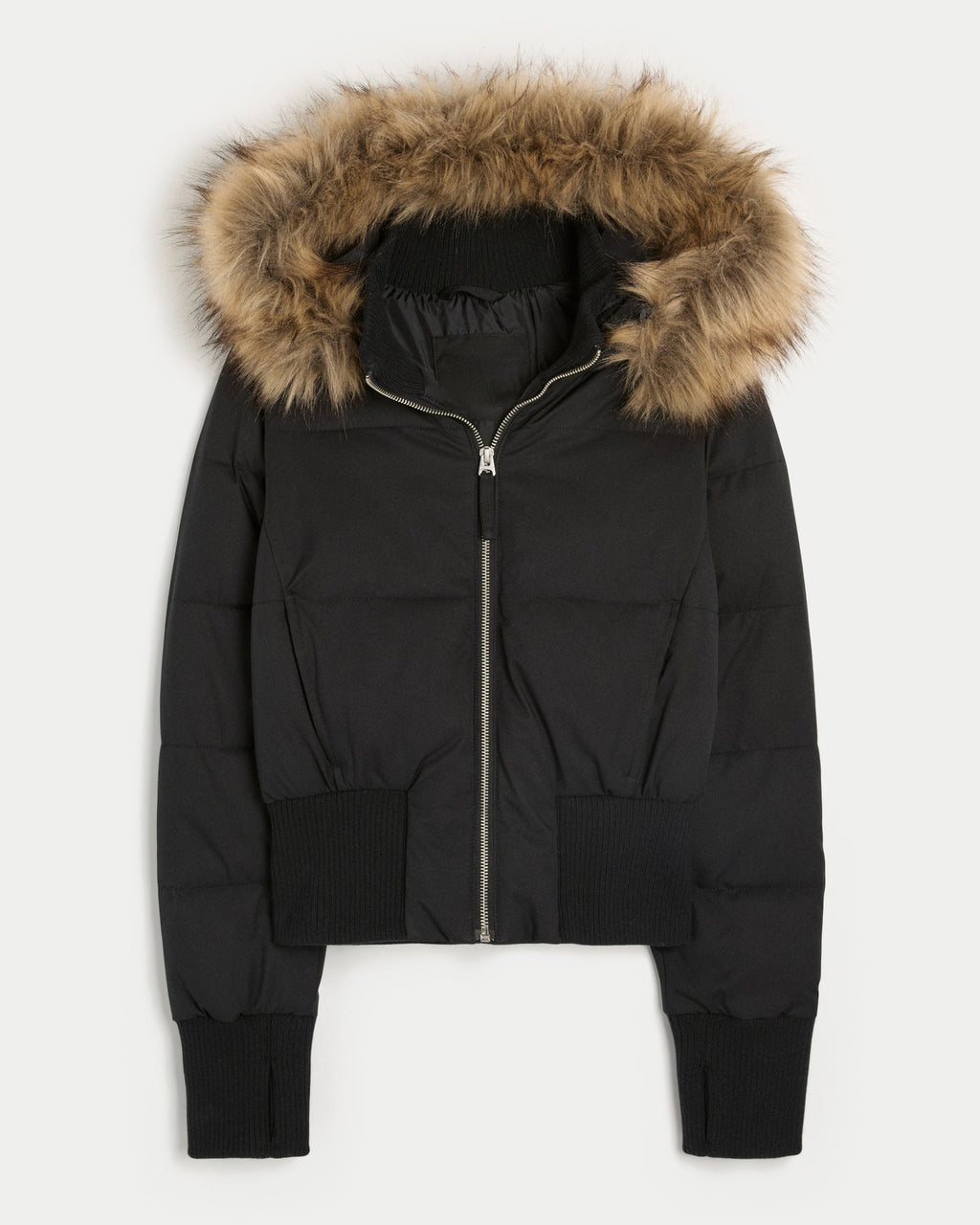 Elena Women's Winter Coat – Removable Faux Fur Hood Warm Cropped Jacket
