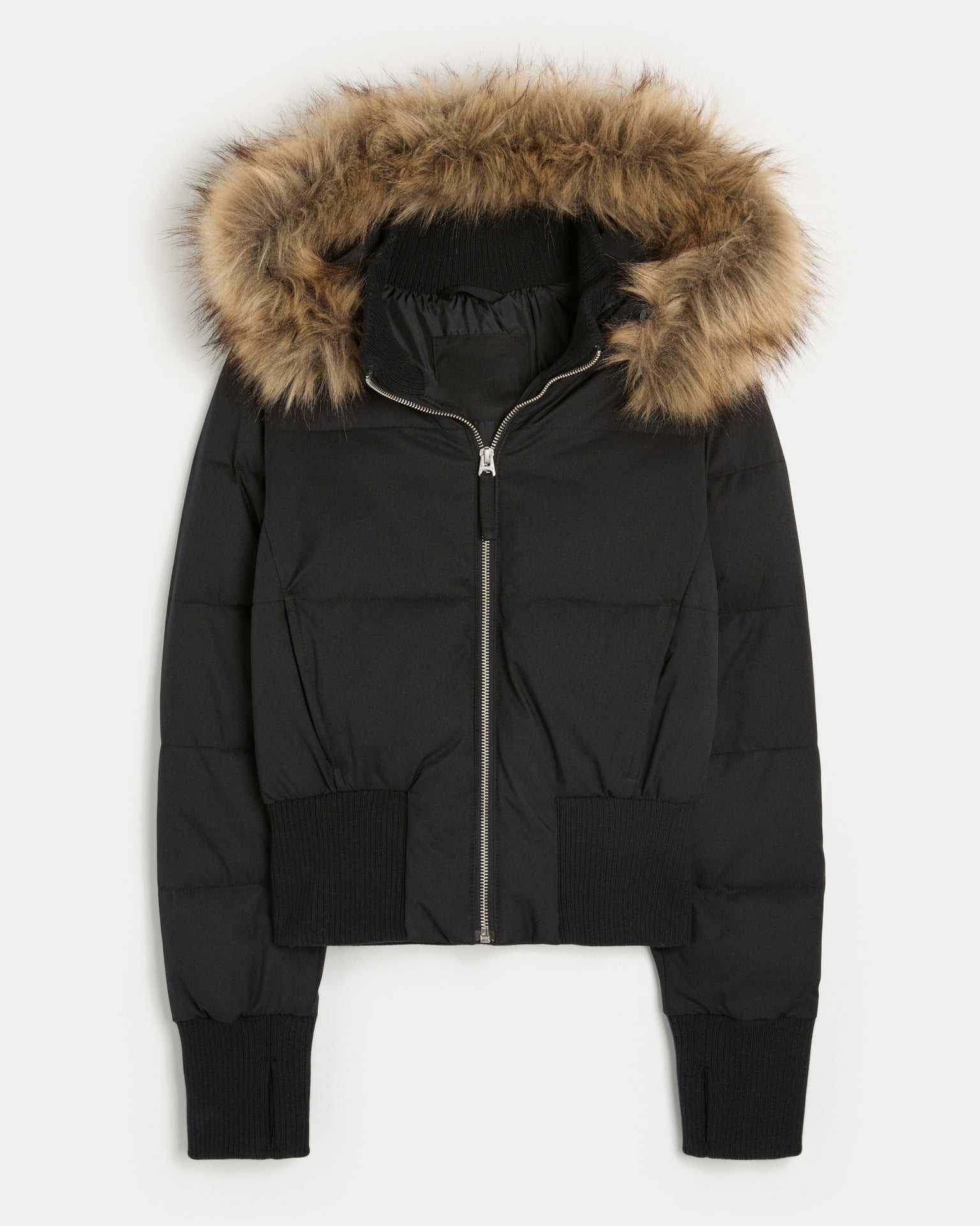 Elena Women's Winter Coat – Removable Faux Fur Hood Warm Cropped Jacket