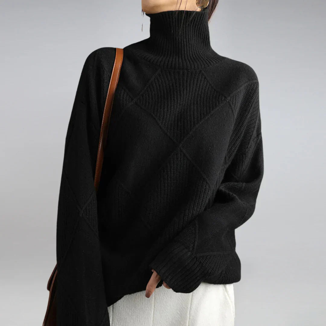 Lydia Women's Cashmere Turtleneck Sweater – Soft Warm Winter Knit Pullover