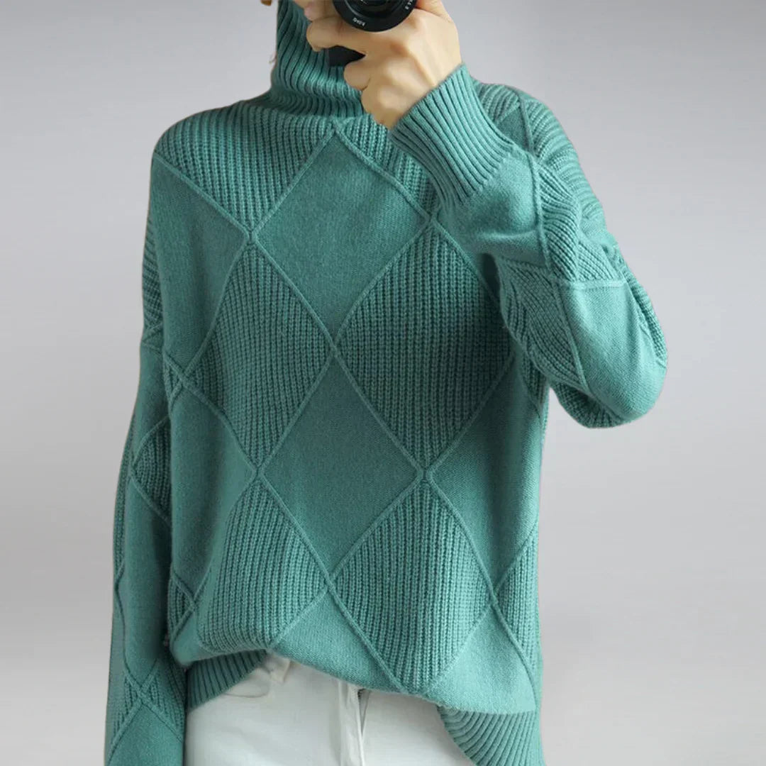 Lydia Women's Cashmere Turtleneck Sweater – Soft Warm Winter Knit Pullover
