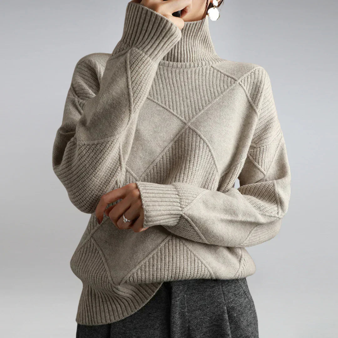 Lydia Women's Cashmere Turtleneck Sweater – Soft Warm Winter Knit Pullover