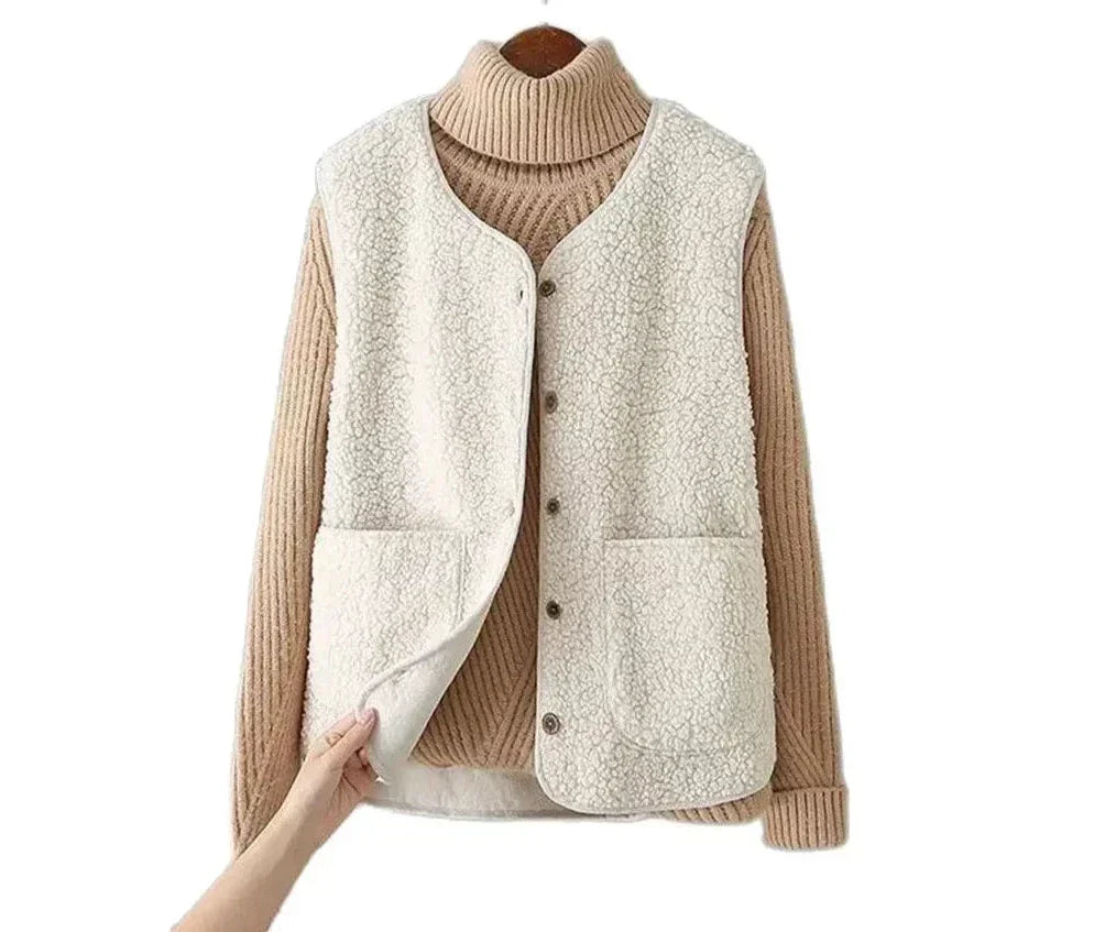 Kate Women's Sherpa Vest – Sleeveless Lightweight Cozy Layering Gilet
