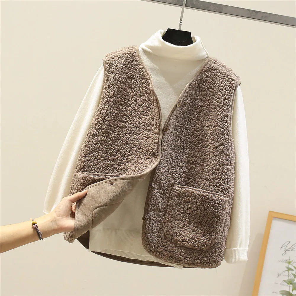 Kate Women's Sherpa Vest – Sleeveless Lightweight Cozy Layering Gilet