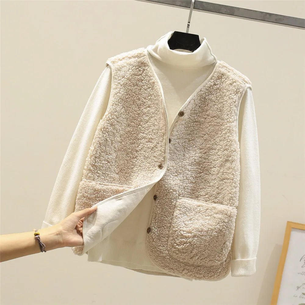 Kate Women's Sherpa Vest – Sleeveless Lightweight Cozy Layering Gilet