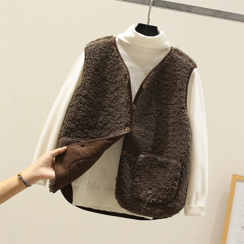 Kate Women's Sherpa Vest – Sleeveless Lightweight Cozy Layering Gilet