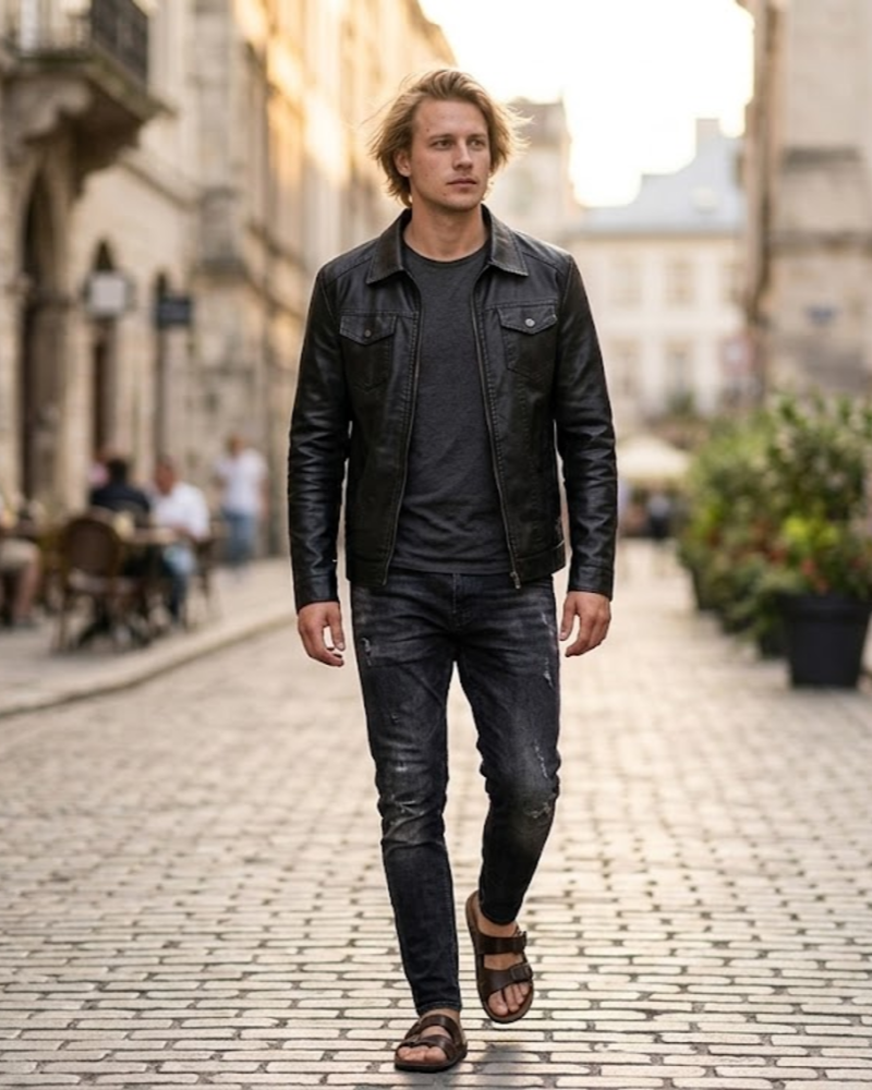 Robert Men’s Leather Jacket – Premium Slim Fit Jacket with Timeless Classic Style