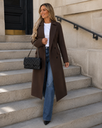 Grace Women's Wool Coat – Double-Breasted Structured Long Winter Overcoat